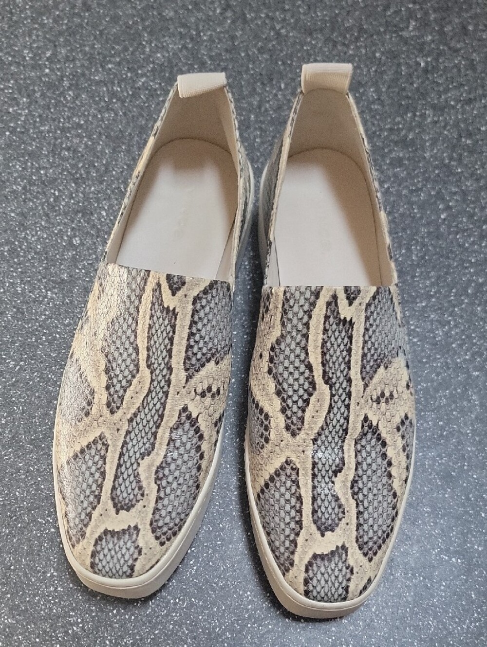 Vince Snake-Print Slip-On Flats in Beige and Gray - Picture 5 of 8